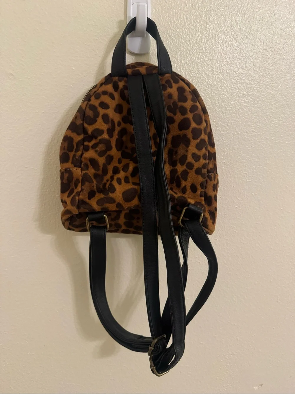 Leopard Print Mini Backpack - Brown/Black